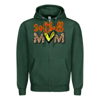Sports Green softball mom Zipper Hoodie - NancyCooperArtShop