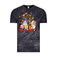 Cloud Black He lives Easter Day Vintage Tee - CowGirlArtShop