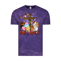Cloud Purple He lives Easter Day Vintage Tee - CowGirlArtShop