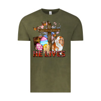 Vintage Olive He lives Easter Day Vintage Tee - CowGirlArtShop