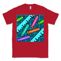 Red school pencil seamless pattern Classic Tee - BundleAndBundleShop