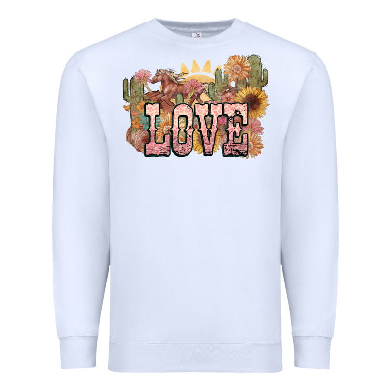 Love Horse Western Floral Premium Sweatshirt by NancyCooperArtShop | Teevron