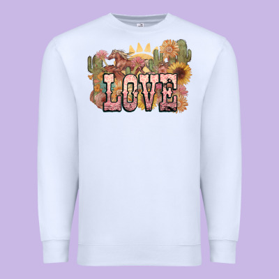 Love Horse Western Floral Premium Sweatshirt Designed By Nancycooperartshop
