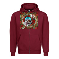 Burgundy american football helmet and leopard Zipper Hoodie - NancyCooperArtShop
