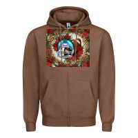 Chestnut american football helmet and leopard Zipper Hoodie - NancyCooperArtShop