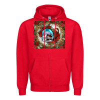 Red american football helmet and leopard Zipper Hoodie - NancyCooperArtShop