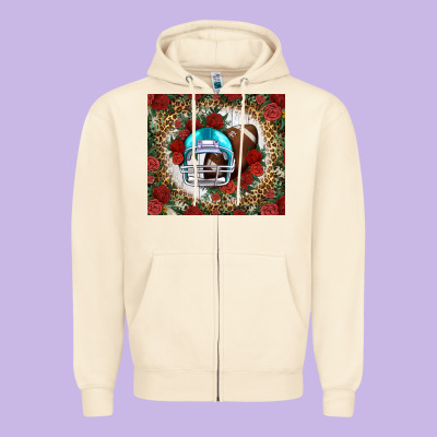 American Football Helmet And Leopard Zipper Hoodie Designed By Nancycooperartshop