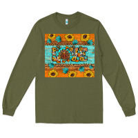 Army Green Sunflower Leopard Thanksgiving Love Long Sleeve Tee - Artiststas