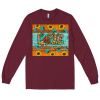 Burgundy Sunflower Leopard Thanksgiving Love Long Sleeve Tee - Artiststas