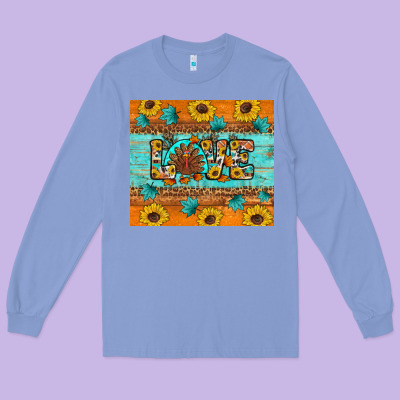 Sunflower Leopard Thanksgiving Love Long Sleeve Tee Designed By Artiststas