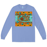 Colony Blue Sunflower Leopard Thanksgiving Love Long Sleeve Tee - Artiststas