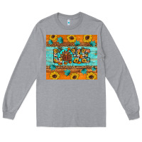 Heather Grey Sunflower Leopard Thanksgiving Love Long Sleeve Tee - Artiststas