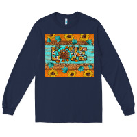 Navy Sunflower Leopard Thanksgiving Love Long Sleeve Tee - Artiststas