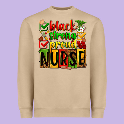 Black Strong Proud Nurse Juneteeenth Heavyweight Sweatshirt Designed By Zillion Design Studio