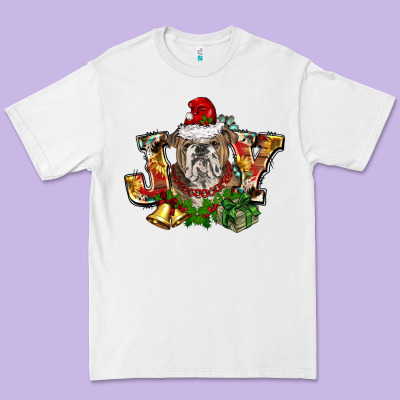 Christmas Joy English Bulldog Premium Tee Designed By Barkaloodesign