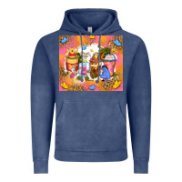 Vintage Denim cartoon characters coffee cups Vintage Hoodie - Zillion Design Studio