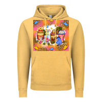 Vintage Mustard cartoon characters coffee cups Vintage Hoodie - Zillion Design Studio
