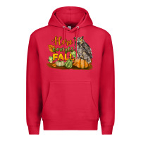 Cardinal Here Comes Fall Owl Premium Hoodie - LillyAllenDesigns
