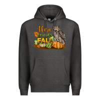 Charcoal Heather Here Comes Fall Owl Premium Hoodie - LillyAllenDesigns
