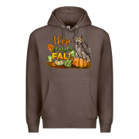 Coffee Here Comes Fall Owl Premium Hoodie - LillyAllenDesigns