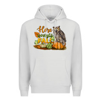 Dove Grey Here Comes Fall Owl Premium Hoodie - LillyAllenDesigns