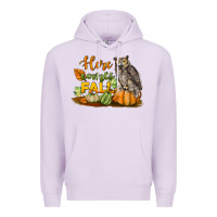 Lilac Here Comes Fall Owl Premium Hoodie - LillyAllenDesigns