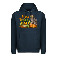 Navy Here Comes Fall Owl Premium Hoodie - LillyAllenDesigns