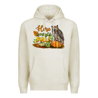 Oatmeal Heather Here Comes Fall Owl Premium Hoodie - LillyAllenDesigns