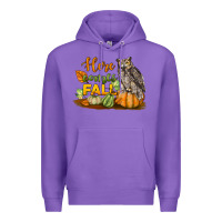 Purple Here Comes Fall Owl Premium Hoodie - LillyAllenDesigns