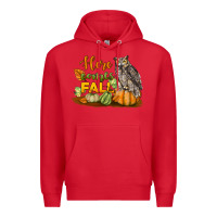 Red Here Comes Fall Owl Premium Hoodie - LillyAllenDesigns