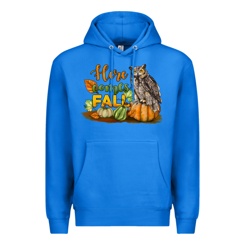 Here Comes Fall Owl Premium Hoodie by LillyAllenDesigns | Teevron