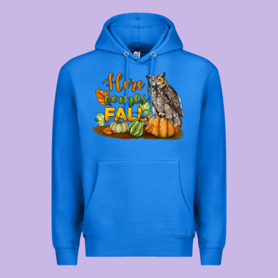 Here Comes Fall Owl Premium Hoodie Designed By Lillyallendesigns