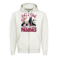 Oatmeal Heather just a girl who loves pandas Zipper Hoodie - LillyAllenDesigns