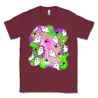 Burgundy ghost halloween patch Classic Tee - BundleAndBundleShop