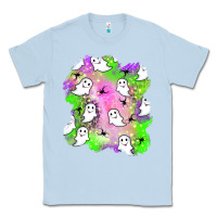 Dusty Blue ghost halloween patch Classic Tee - BundleAndBundleShop