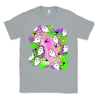 Heather Grey ghost halloween patch Classic Tee - BundleAndBundleShop