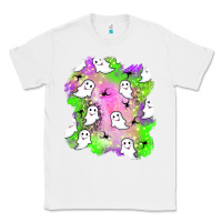 White ghost halloween patch Classic Tee - BundleAndBundleShop