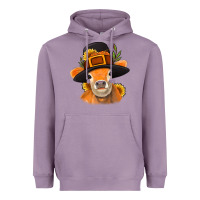 Lavender Thanksgiving Cow Heavyweight Hoodie - NancyCooperArtShop