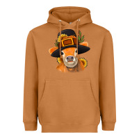 Meerkat Thanksgiving Cow Heavyweight Hoodie - NancyCooperArtShop