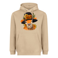 Mushroom Thanksgiving Cow Heavyweight Hoodie - NancyCooperArtShop