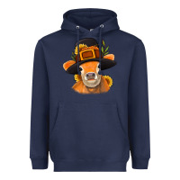 Navy Thanksgiving Cow Heavyweight Hoodie - NancyCooperArtShop