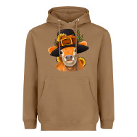 Toasted Coconut Thanksgiving Cow Heavyweight Hoodie - NancyCooperArtShop