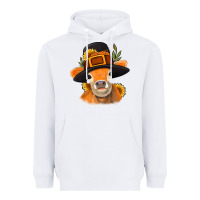 White Thanksgiving Cow Heavyweight Hoodie - NancyCooperArtShop