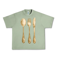 Oil Green spoon fork knife fa element Urban Heavy Tee - FaDigitalArtStudio