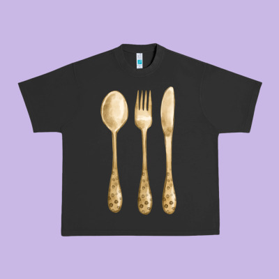 Spoon Fork Knife Fa Element Urban Heavy Tee Designed By Fadigitalartstudio