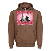 Chestnut Panda With Sakura Blooms Zipper Hoodie - LillyAllenDesigns