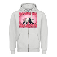 Dove Grey Panda With Sakura Blooms Zipper Hoodie - LillyAllenDesigns
