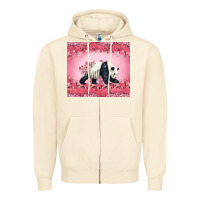Sandshell Panda With Sakura Blooms Zipper Hoodie - LillyAllenDesigns