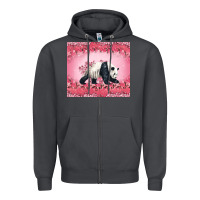 Smoke Panda With Sakura Blooms Zipper Hoodie - LillyAllenDesigns