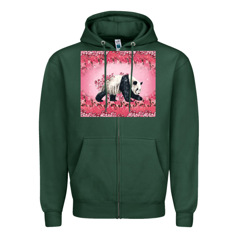 Panda With Sakura Blooms Zipper Hoodie by LillyAllenDesigns | Teevron